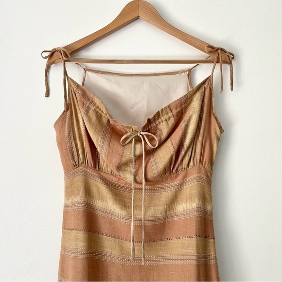 Striped Empire Waist Ruffle Fringe Hem Dress Size XS - Picture 2 of 9